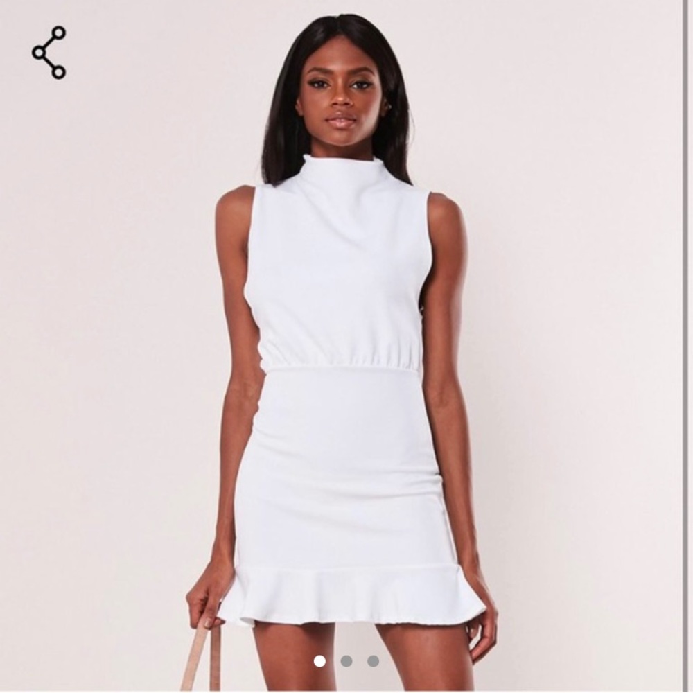 NWT Missguided High Neck Frill Hem Shift Dress